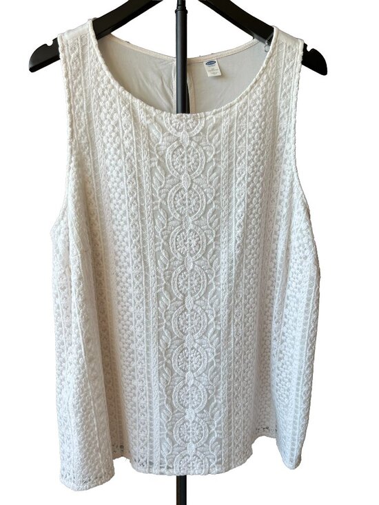Old Navy Tops - Old Navy 2X Ivory Lace Front Sleeveless Top Plus Size